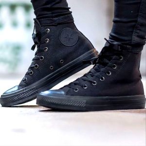 High top converse monochrome black
